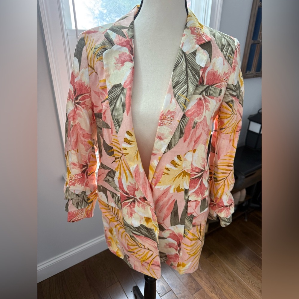 Joie Peach and Cream Linen Blazer Size 2